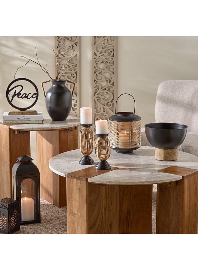 Home Box Drane Metal Lantern with Cane Wrap - Image 4